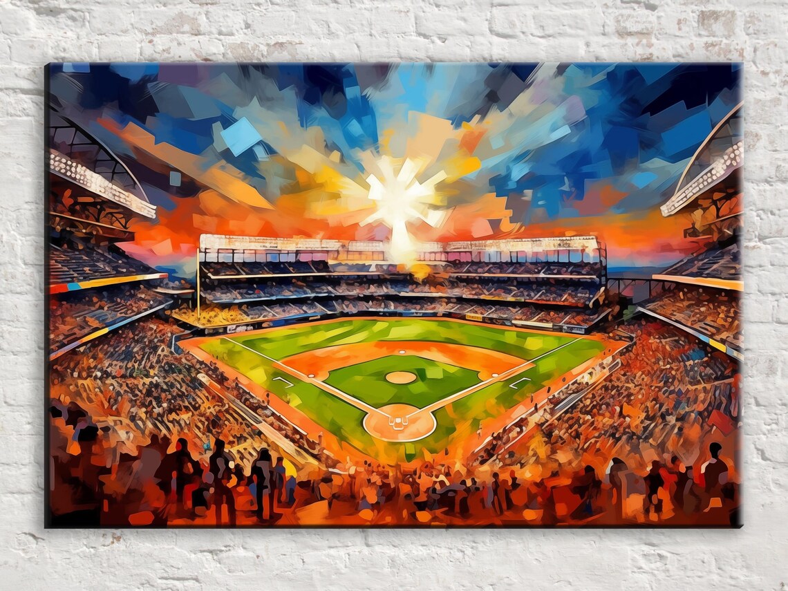 Baseball Stadium Wall Art Print, Mancave Decor