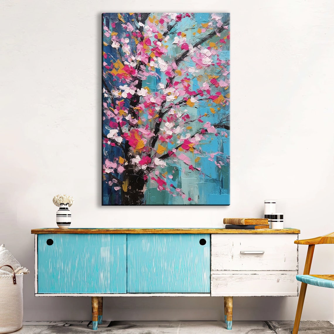 Cherry Blossom Tree Impasto Painting Pink Floral Spring Poster - Image 3