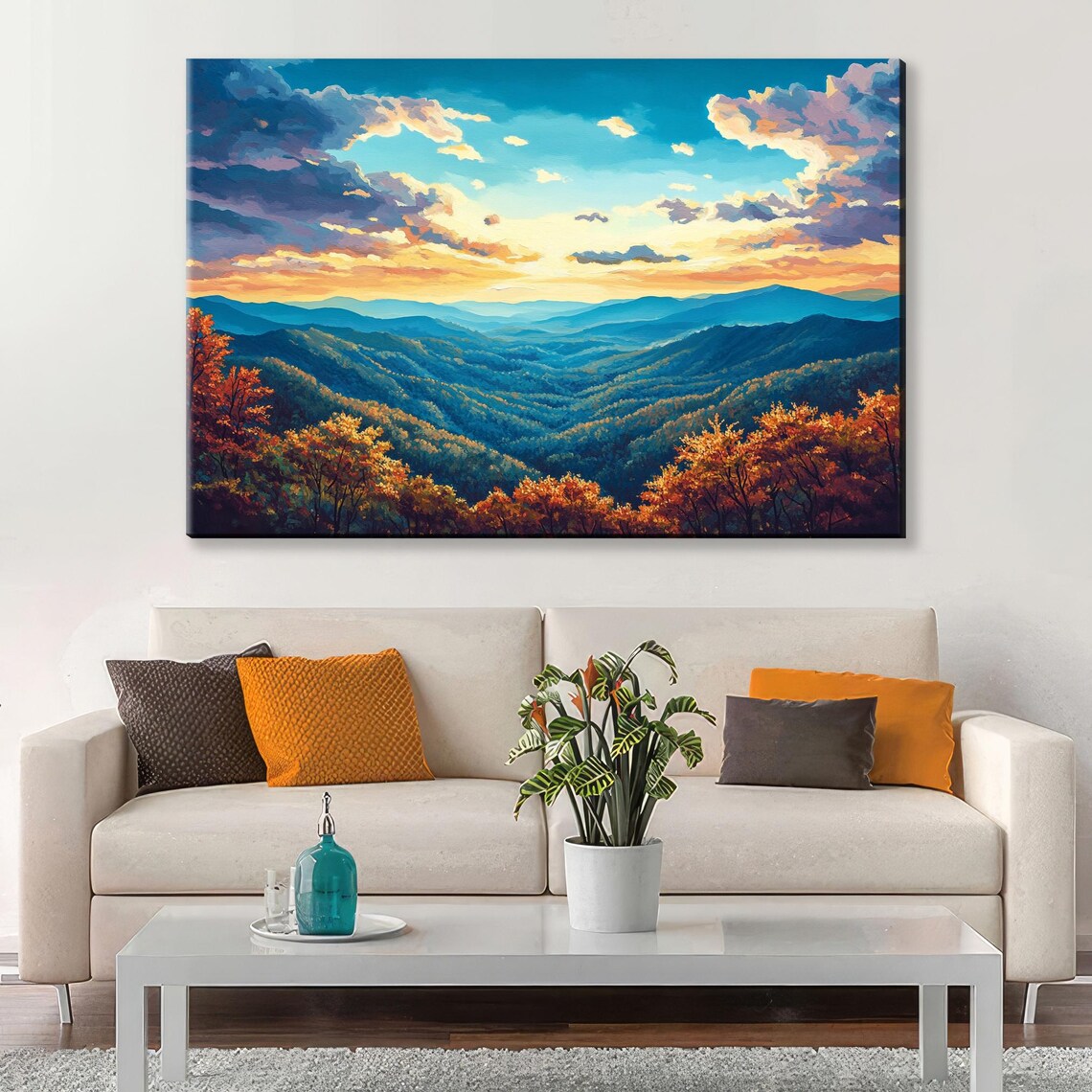 Scenic Blue Ridge Mountain Landscape Print Framed Or Unframed Gallery Wrapped Gicle Ready To Hang Extra Large Wall Art - Image 5