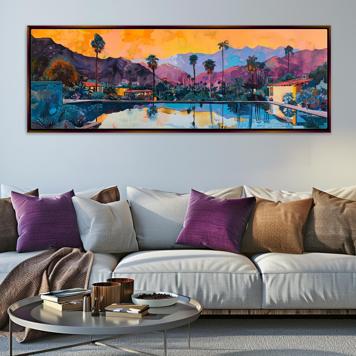 Panoramic Palm Springs Sunset Landscape Art Print - Image 3