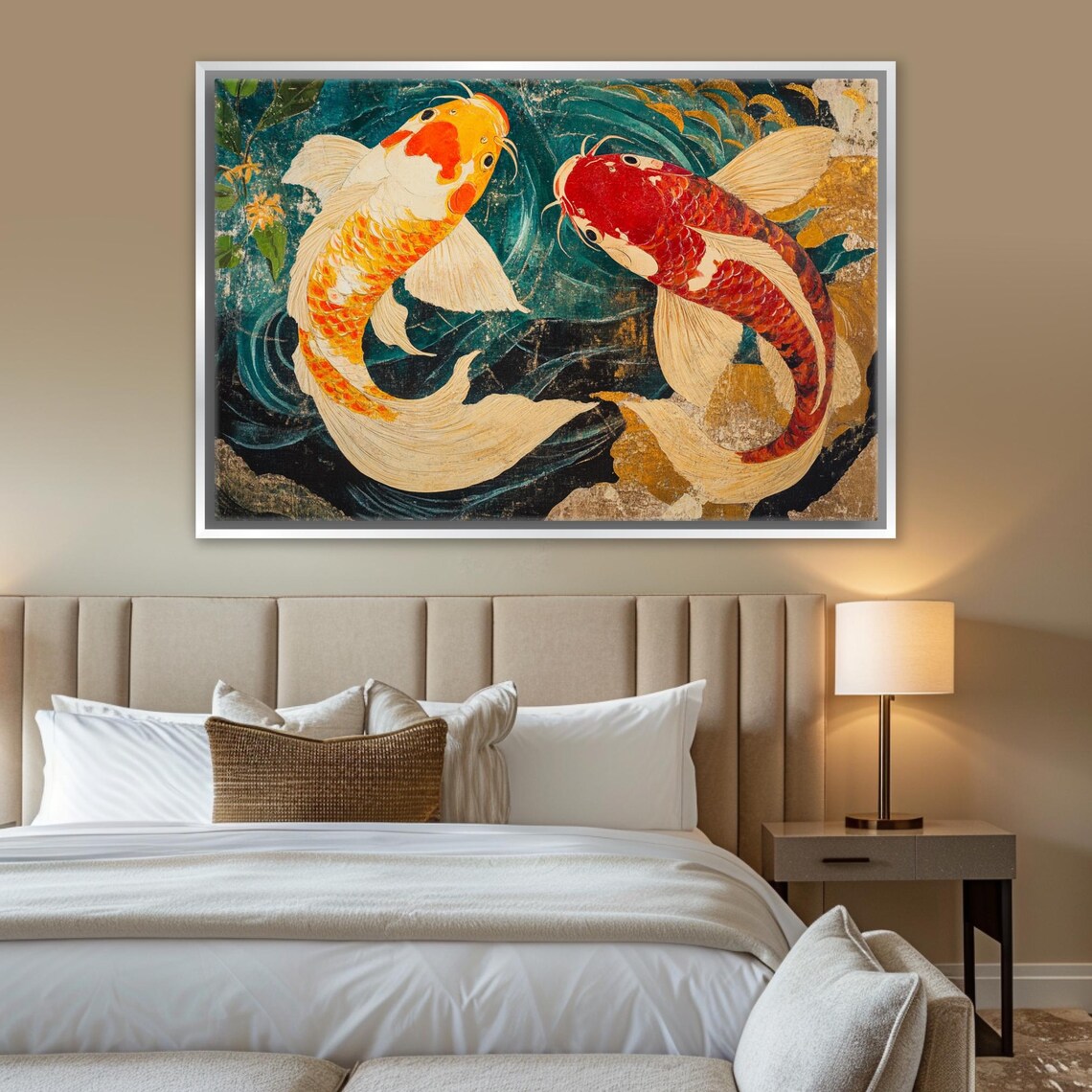 Yin Yang Koi Fish Pair Traditional Japanese Watercolor Art Poster - Image 3