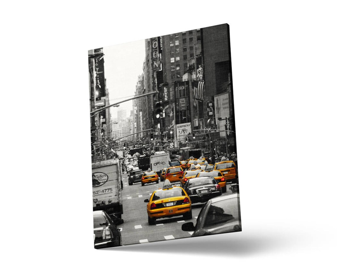 New York City Yellow Taxis Street Black White Urban City Poster