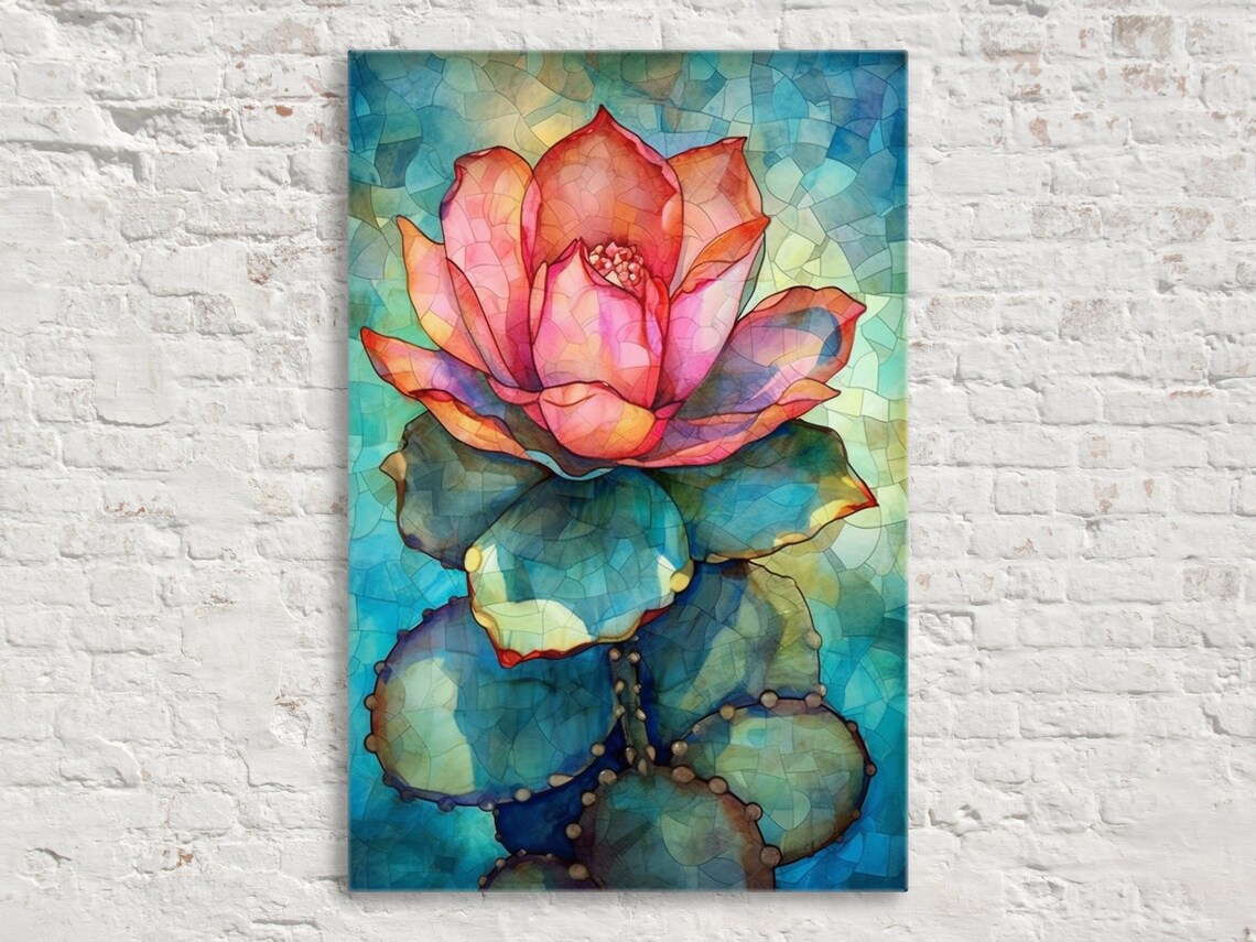 Mexican Cactus Bloom Watercolor Art Print, Southwest Decor