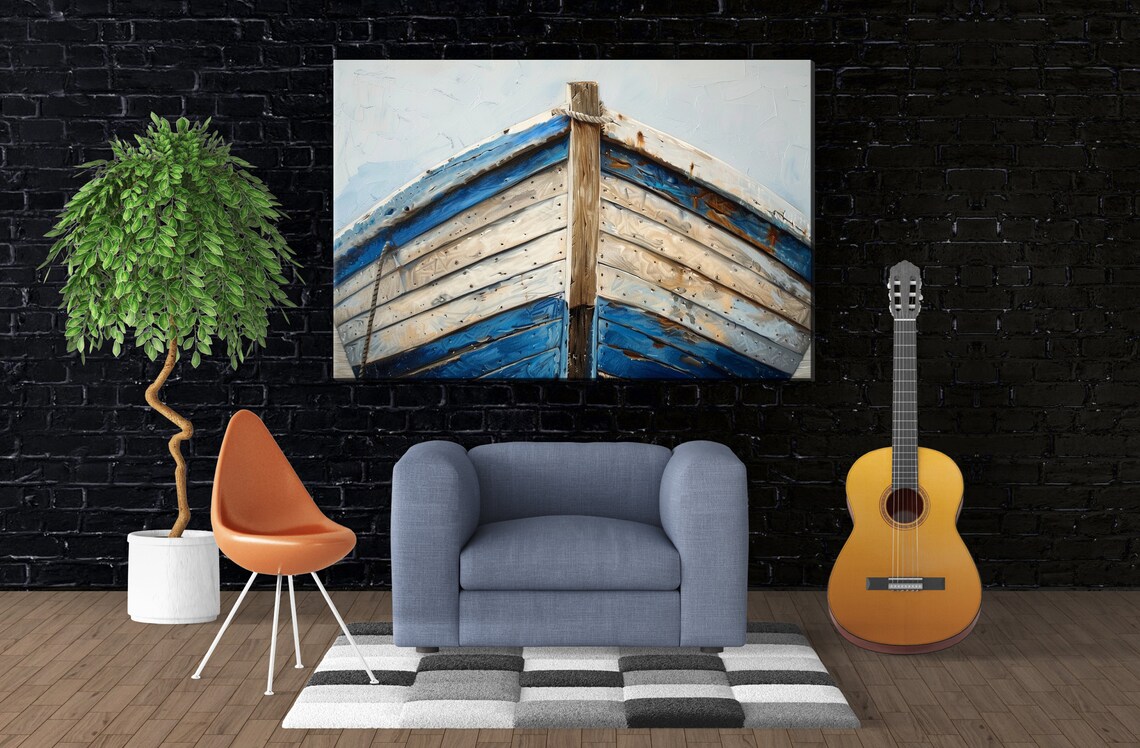 Sailing Dreams Vintage Blue Boat Wall Art Print - Image 3