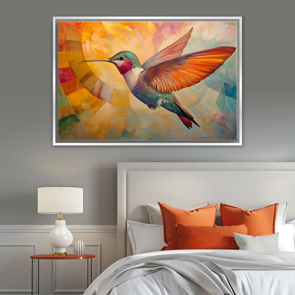 Art Deco Hummingbird Art Print, Bird Lover Decor