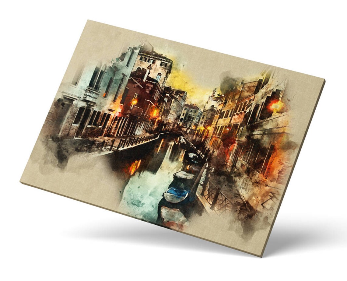 Venice Italy Grand Canal Gondolas Watercolor Cityscape Art Poster