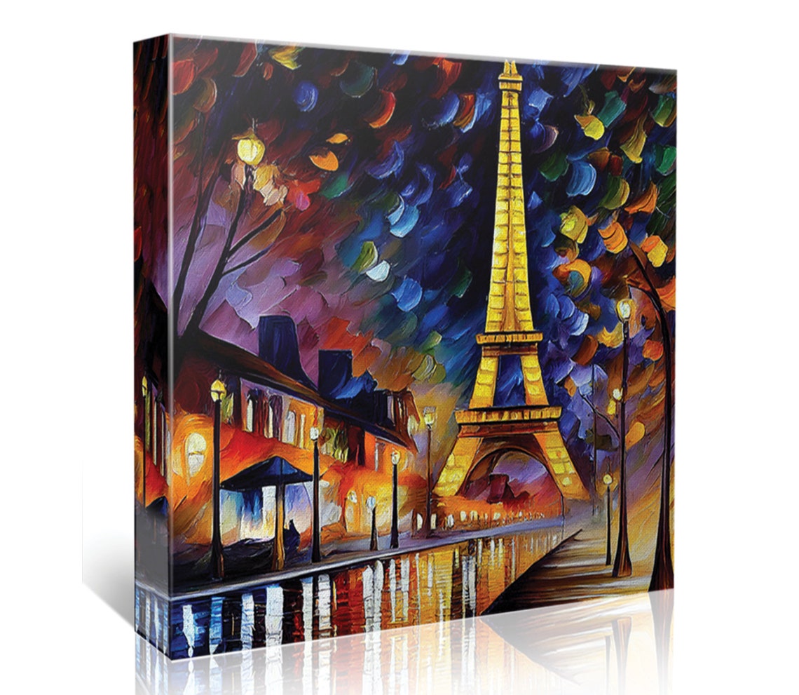 Eiffel Tower Print Oil Painting Reproduction Vibrant Colorful Art - Image 5