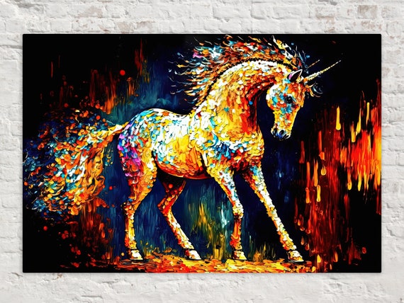 Unicorn Painting Print, Colorful Nursery Room Wall Art Print