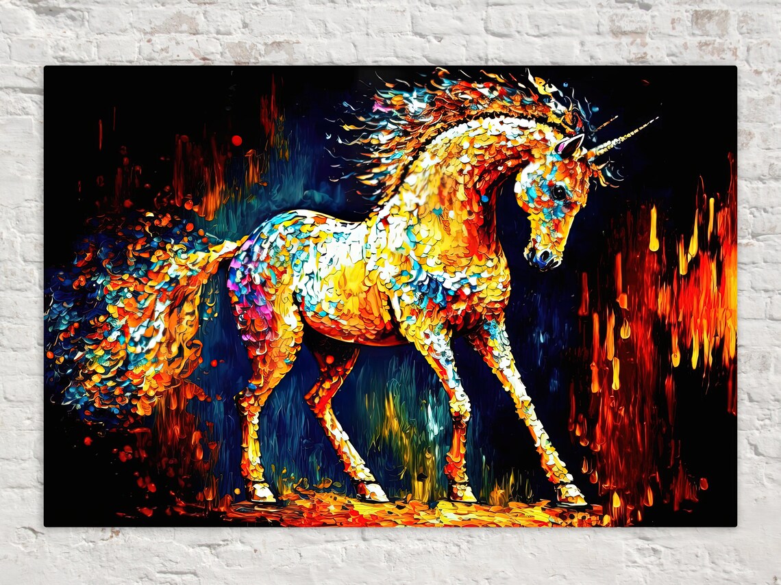 Unicorn Painting Print, Colorful Nursery Room Wall Art Print