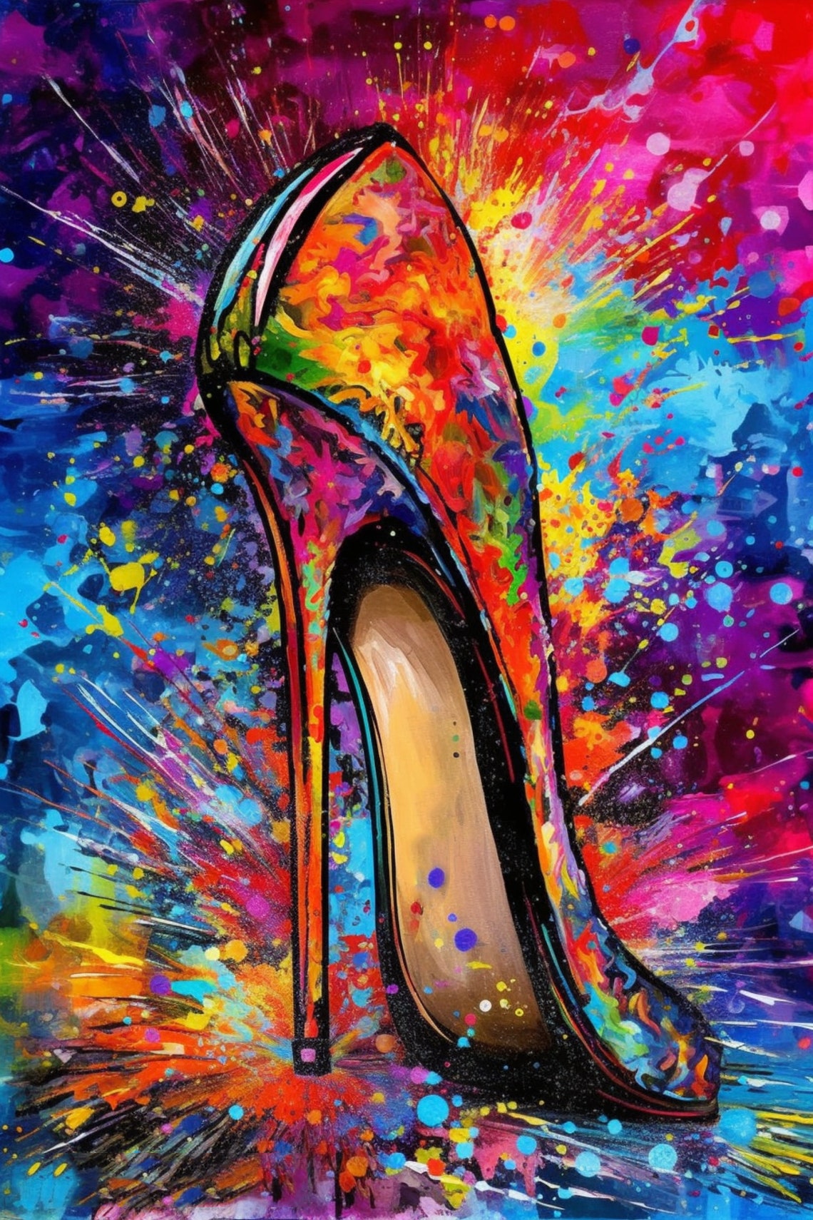 Rainbow Stiletto High Heel Shoe Pop Art Splash Colorful Poster - Image 5