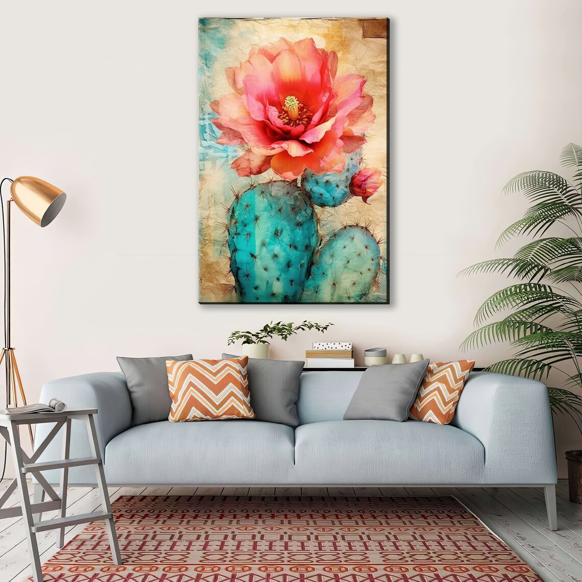 Rustic Pueblo Charm Mexican Desert Flower Art Print - Image 3