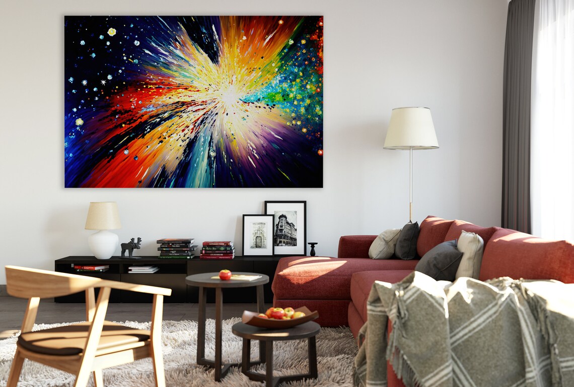 Colorful Cosmic Big Bang Abstract Galaxy Explosion Starburst Art Poster - Image 2