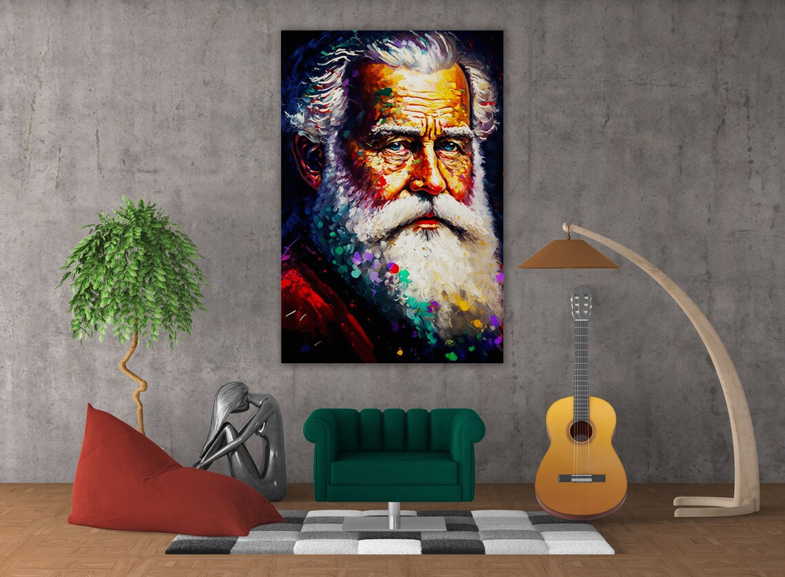 Santa Claus Portrait Festive White Beard Colorful Christmas Poster - Image 4