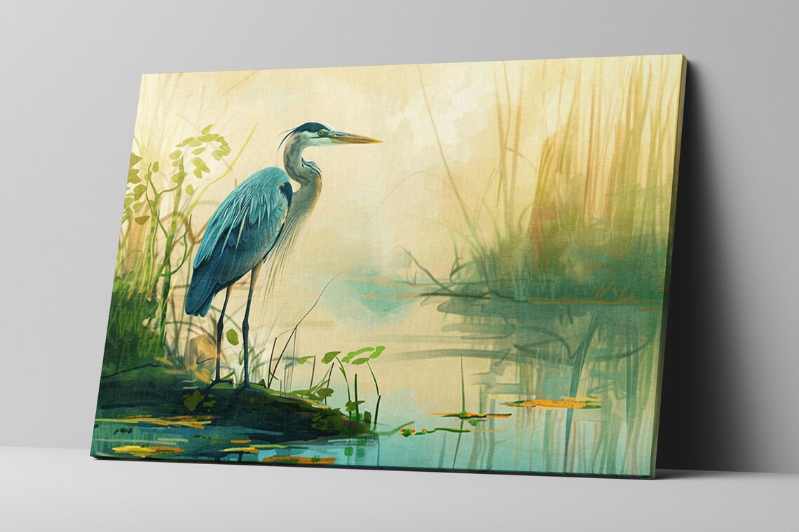 Blue Heron Misty Morning Art Print, Ethereal Bird - Image 5