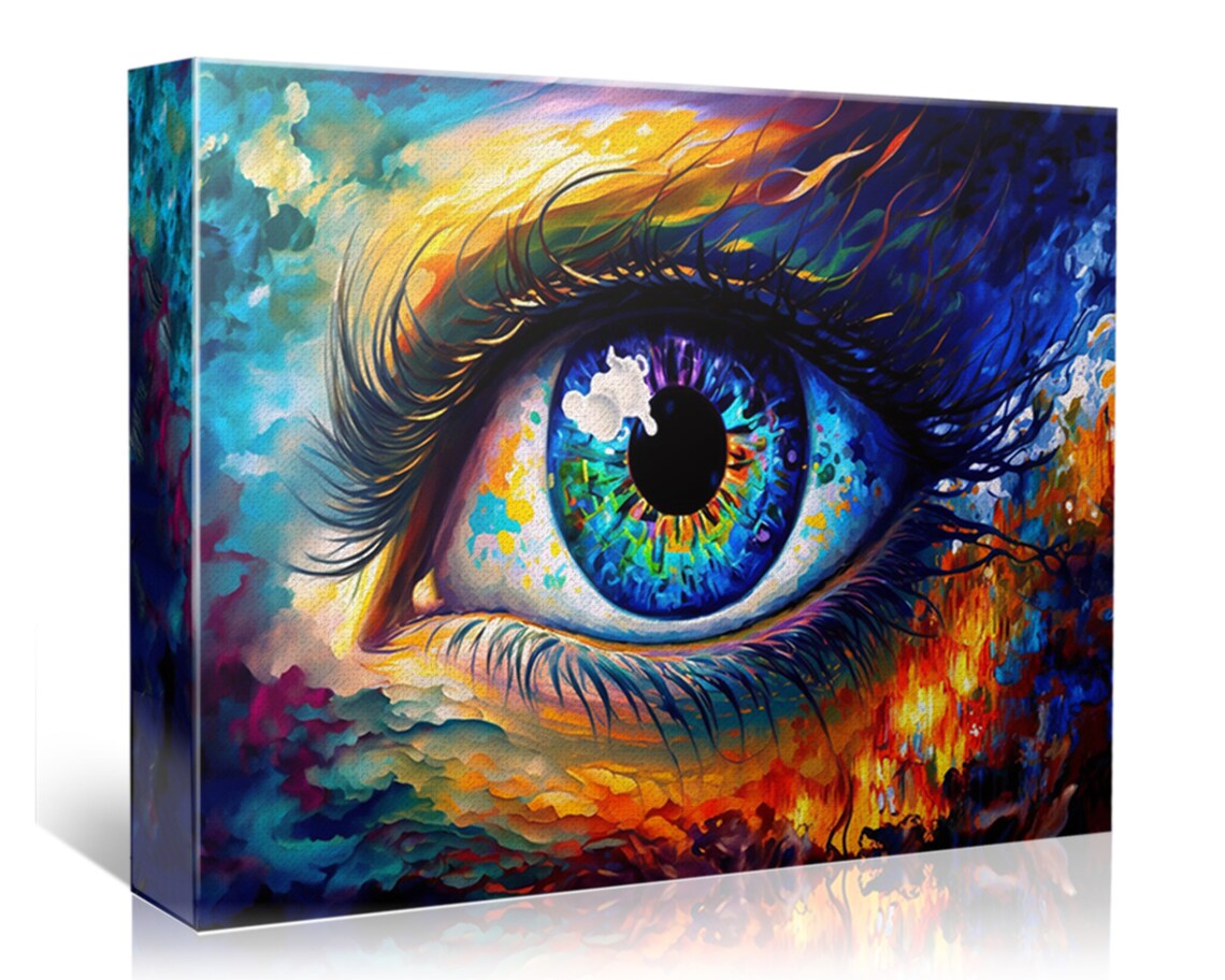 Vivid Colorful Human Eye Close Up Rainbow Iris Impasto Art Poster - Image 4