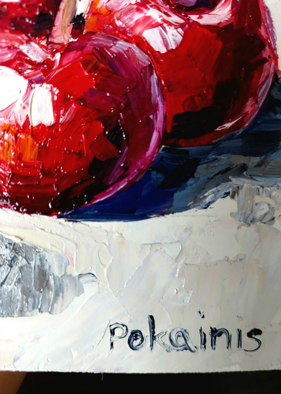 Red Cherries Impasto Oil Painting Poster Glossy Fruit Still Life - Image 4