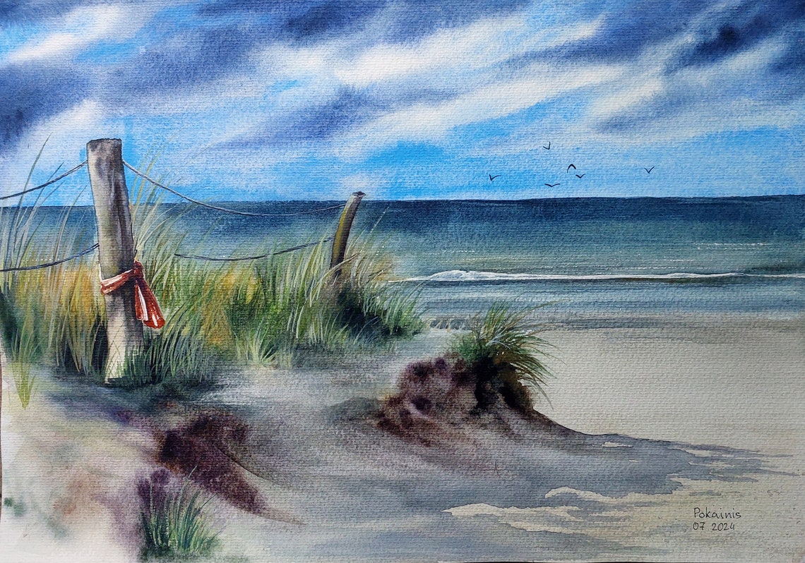 Original Watercolor Painting Ocean Wall Art Watercolor Landsape Ocean Wall Art Seascape Artwork Nautical Painting Beach Wall Art