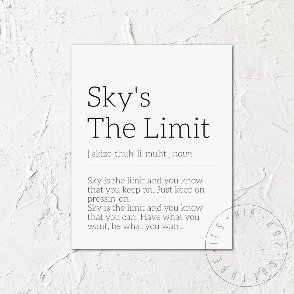 Sky's The Limit Lyric Definition Inspirational Canvas Style Poster - Image 6