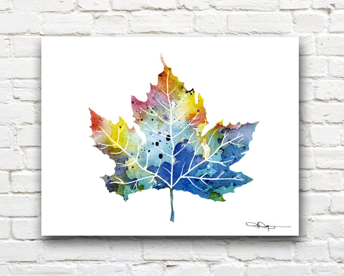 Autumn Maple Leaf Watercolor Botanical Nature Decorative Art Poster