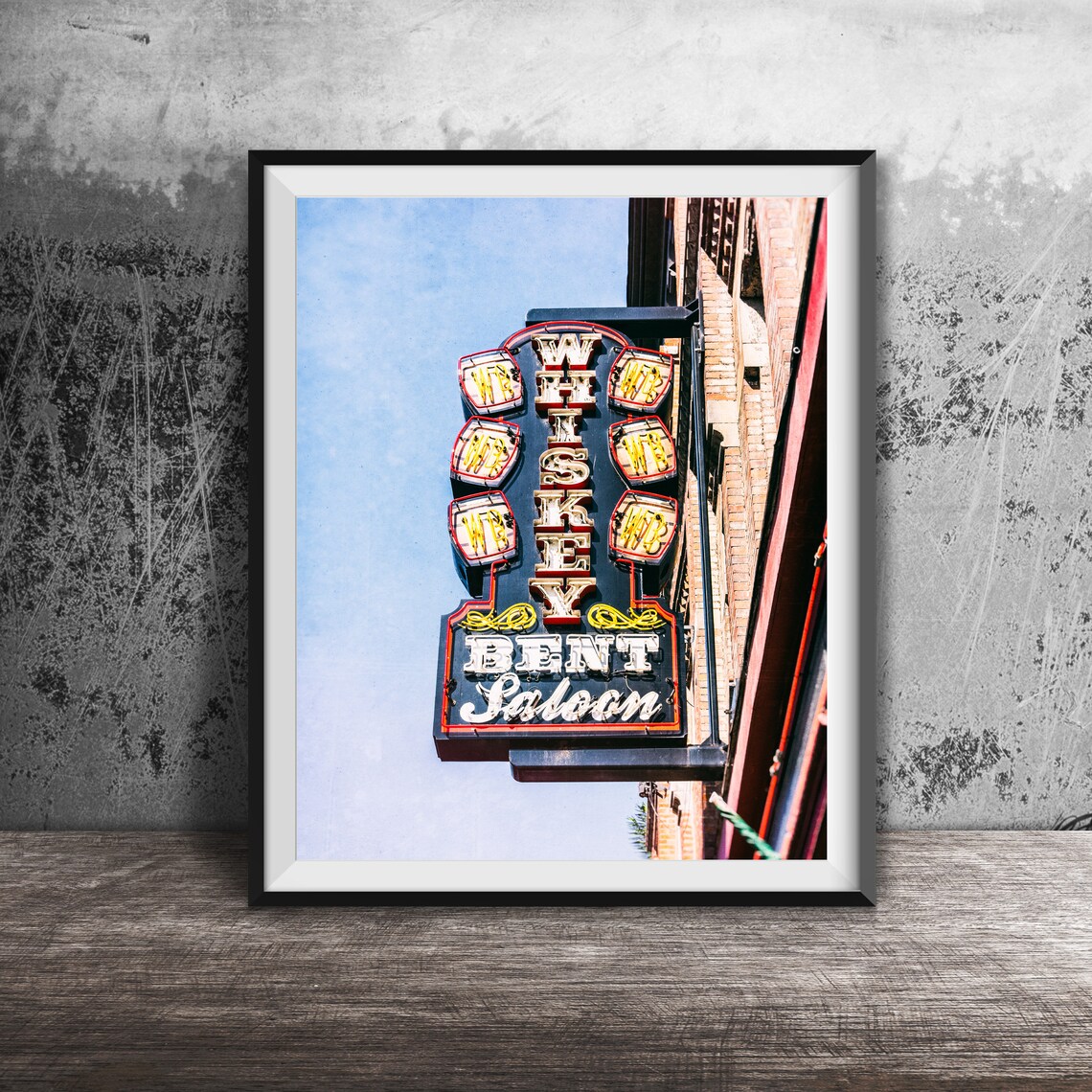 Whiskey Bent Saloon Vintage Neon Sign Bar Photography Poster