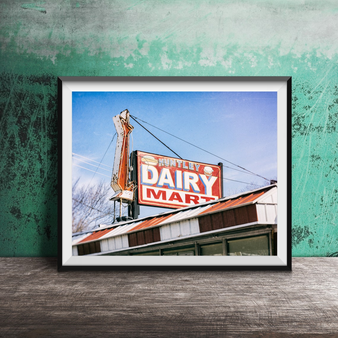 Huntley Dairy Mart Retro Rooftop Ice Cream Sign Illinois Poster