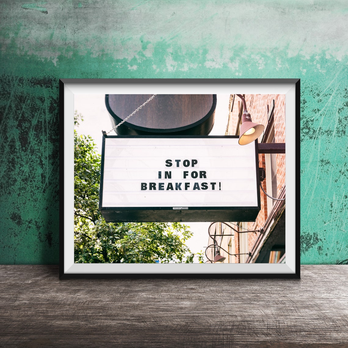 Stop In for Breakfast Vintage Hanging Marquee Diner Sign Poster