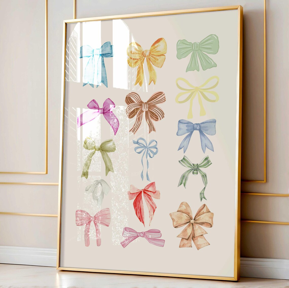 Colorful Bows Watercolor Poster, Preppy Decor - Image 3