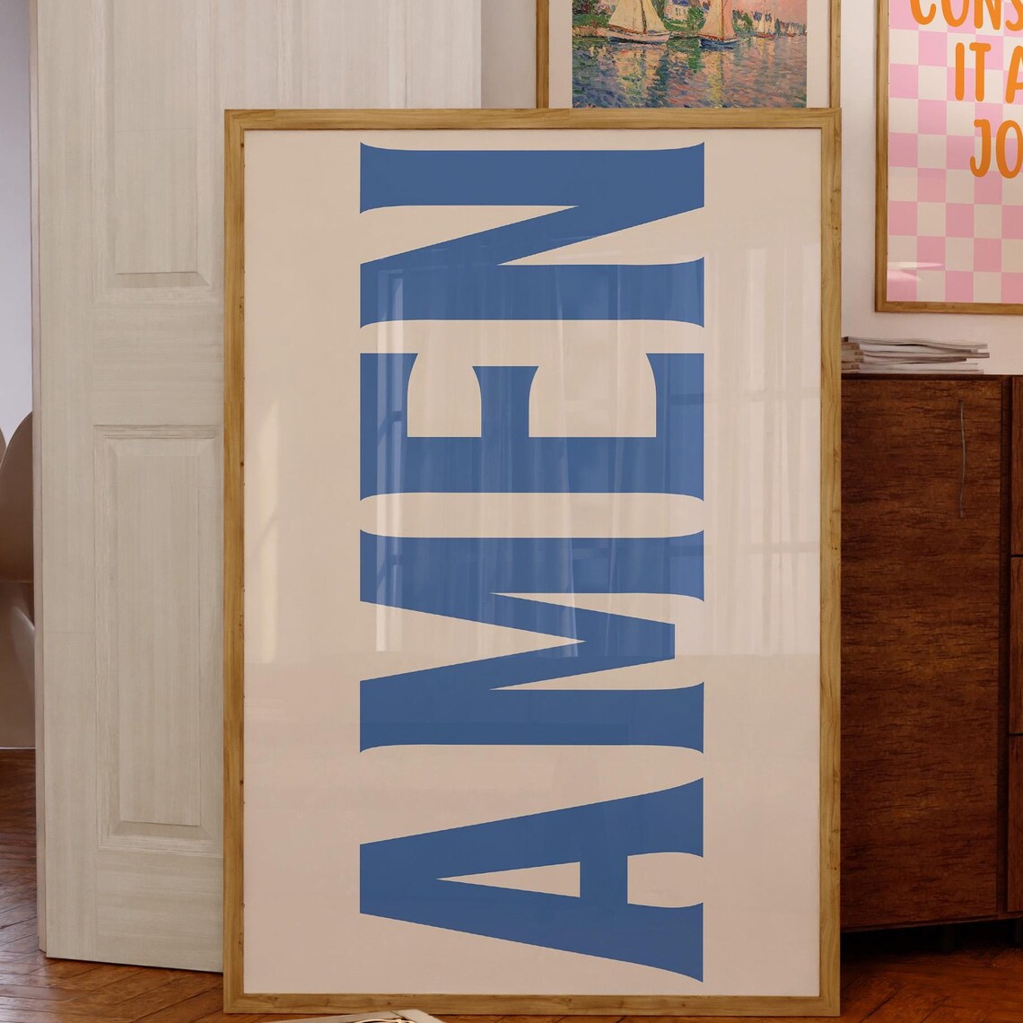 Amen Jesus Typography Retro Christian Poster