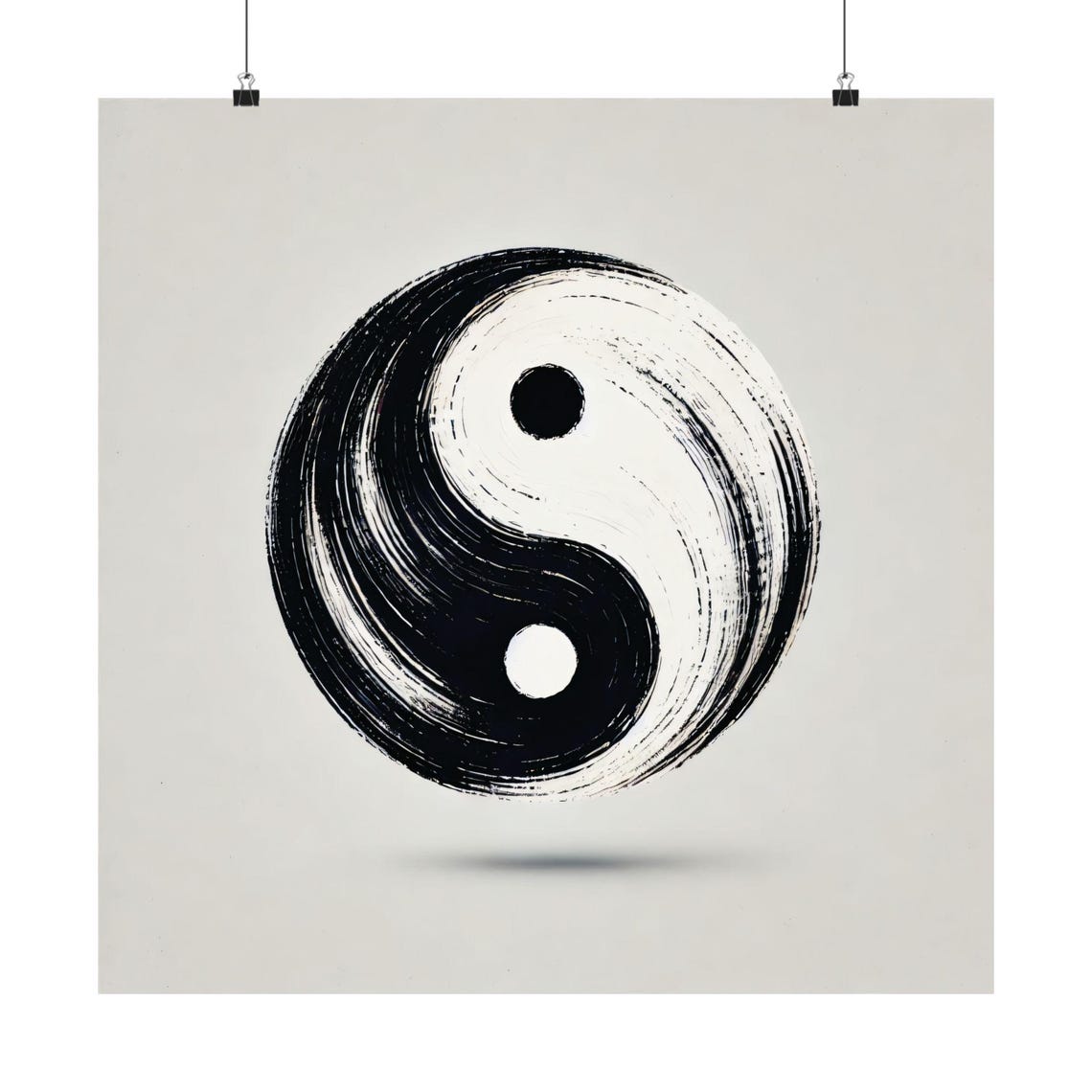 Minimalist Black Brushstroke Yin Yang Symbol Harmony Circle Poster - Image 2