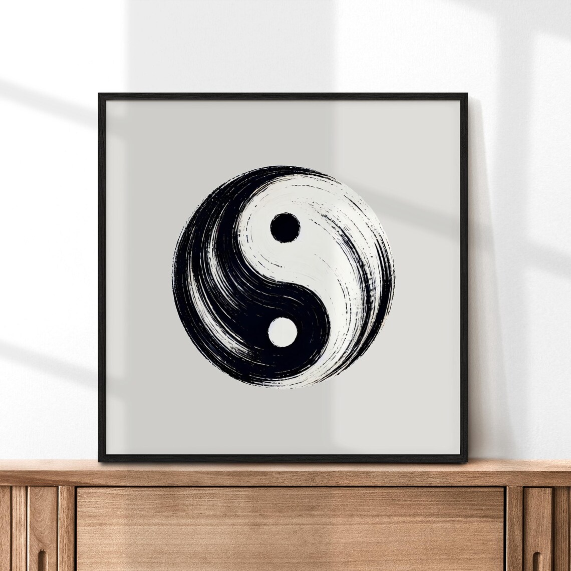 Yin Yang Minimalist Black and White Wall Art Print - Image 4