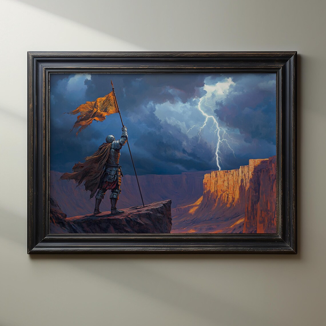 Epic Knight in a Stormy Canyon, Adventure Poster - Image 3