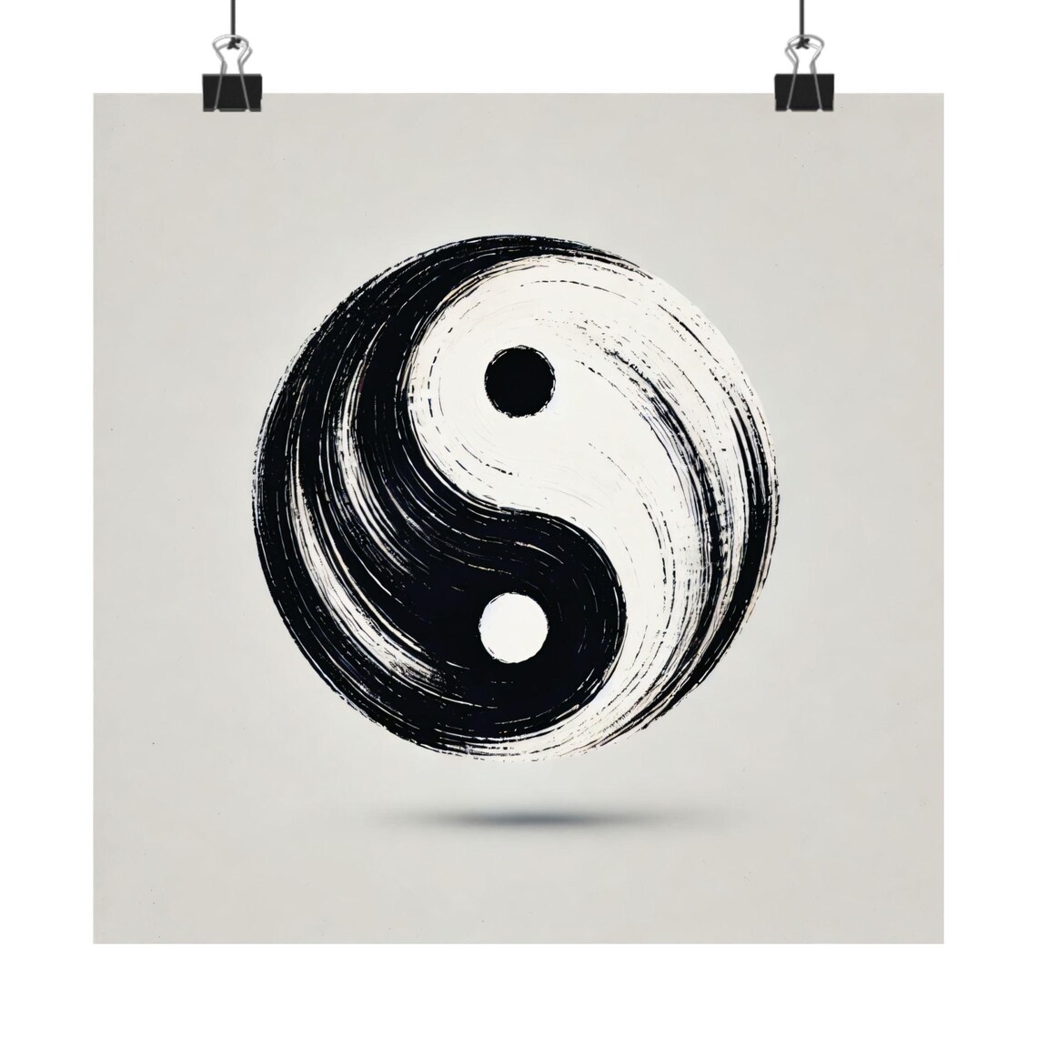 Minimalist Black Brushstroke Yin Yang Symbol Harmony Circle Poster - Image 3