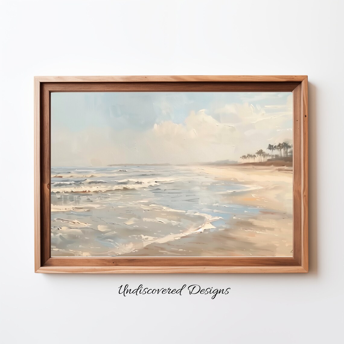 Vintage Ocean Shoreline With Soft Rolling Waves Oil Painting Poster