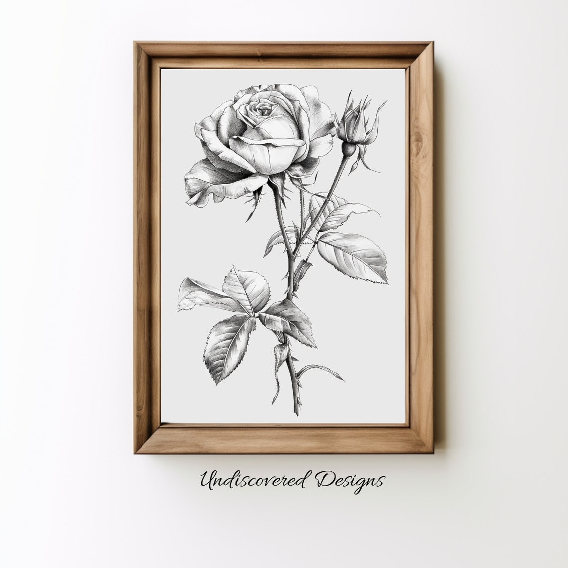 Rose Botanical Sketch Art Print Vintage Floral Wall