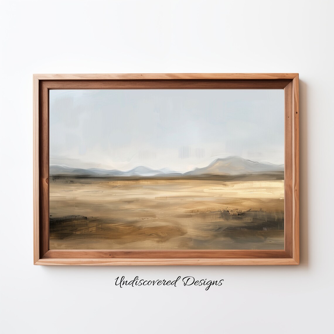 Vintage Desert Plain Muted Earthy Landscape Oil Painting Poster