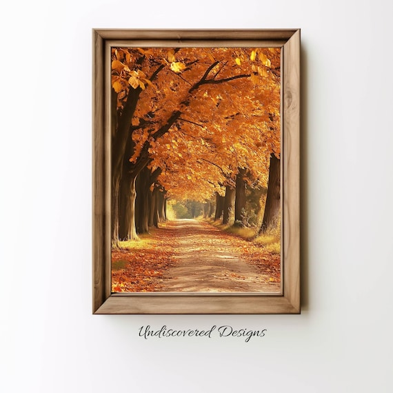 Golden Autumn Tree Canopy Over Country Road Scenic Fall Poster