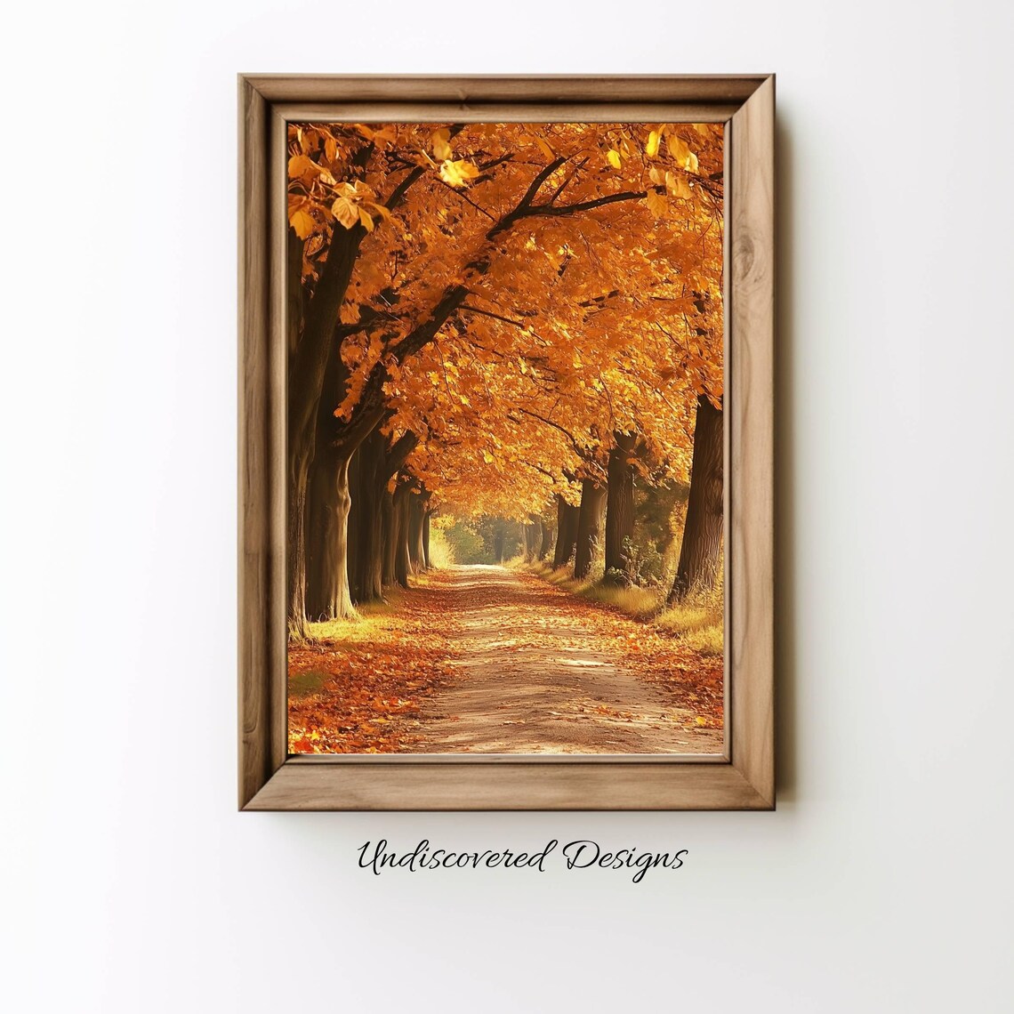Golden Autumn Tree Canopy Over Country Road Scenic Fall Poster