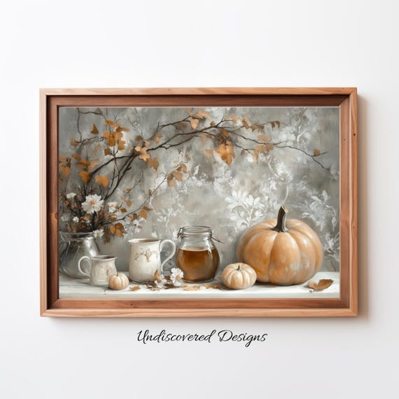 Pumpkins Coffee Art Printout Wall Vintage Prints Print Oil Painting