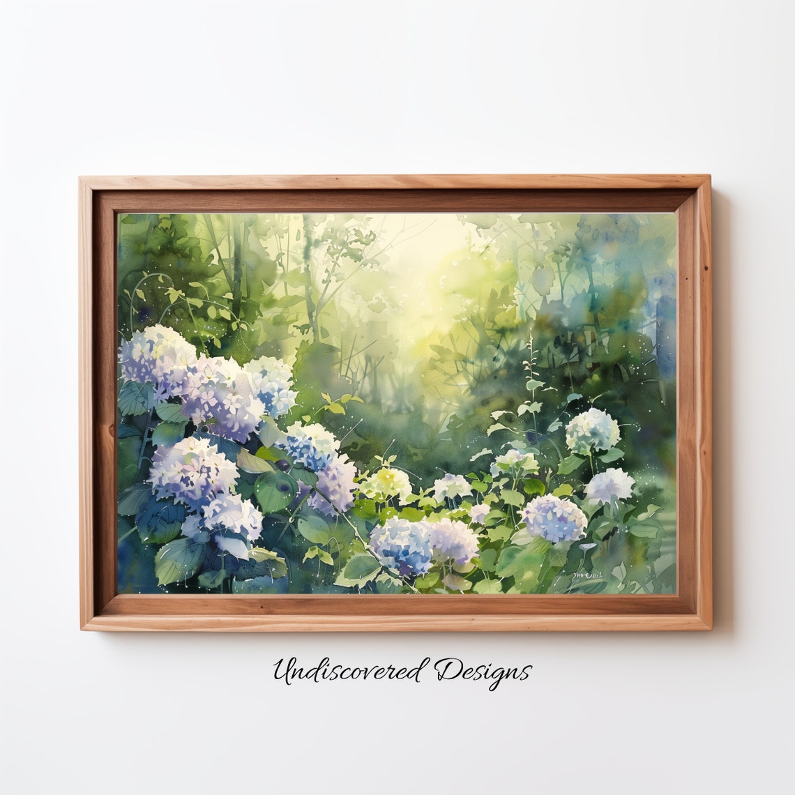 Sunlit Hydrangeas Watercolor Garden Painting With White Blooms Poster