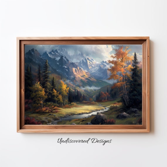 Dark Forest Rocky Mountains Vintage Art Print