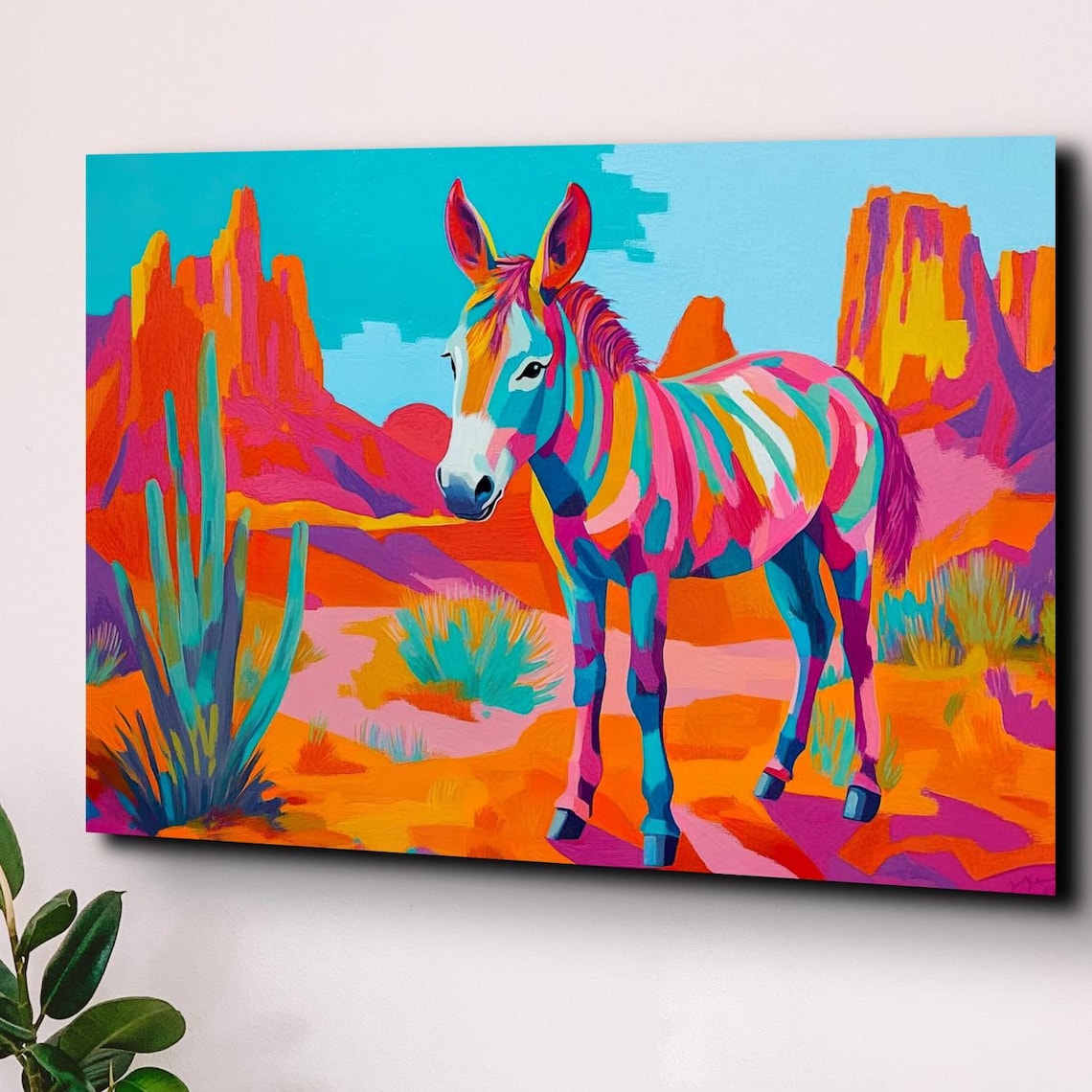 Day Glow Southwest Donkey Retro Desert Art Print