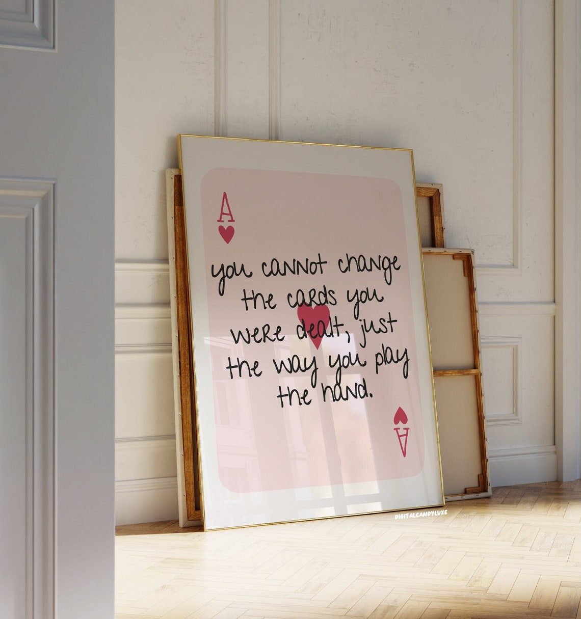 Ace Of Hearts Pink Playing Card Quote About Playing Your Hand Poster