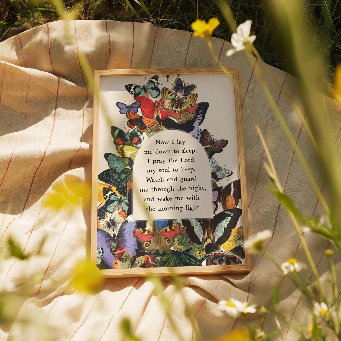 Vintage Butterfly Prayer Collage Art Print, Boho - Image 3