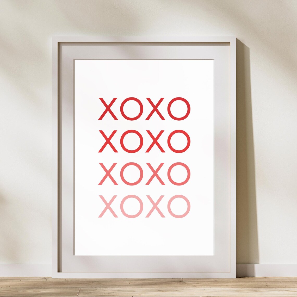 XOXO Hugs and Kisses Red Gradient Valentine Minimalist Art Poster