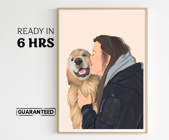 Custom Faceless Cat Portrait Art Print, Pet Lover