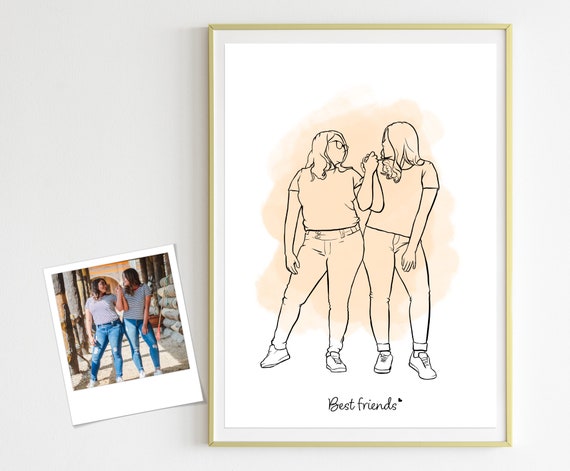 Line Art Prints Minimalist Gifts Gift Ideas Drawing Gift For Best Friend Gift For Bff Gift For Girls Gift For Sister Sister Birthday