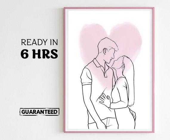 Line Art Minimalist Portrait Art Custom Portrait Gift For Mother Custom Fathers Day Wedding Anniversary Soulmate Gift Love