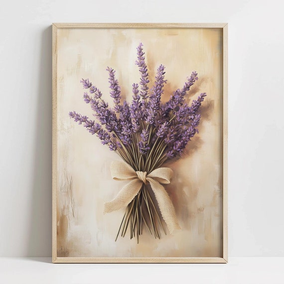 Vintage Rustic French Lavender Art Print, Cottagecore