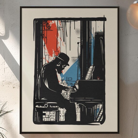 Jazz Pianist Silhouette Art Print Bold And Stylish Musicinspired Decor Premium Matte Paper Poster Unframed