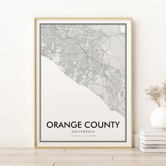 Orange County Map Print, Minimalist Travel Poster